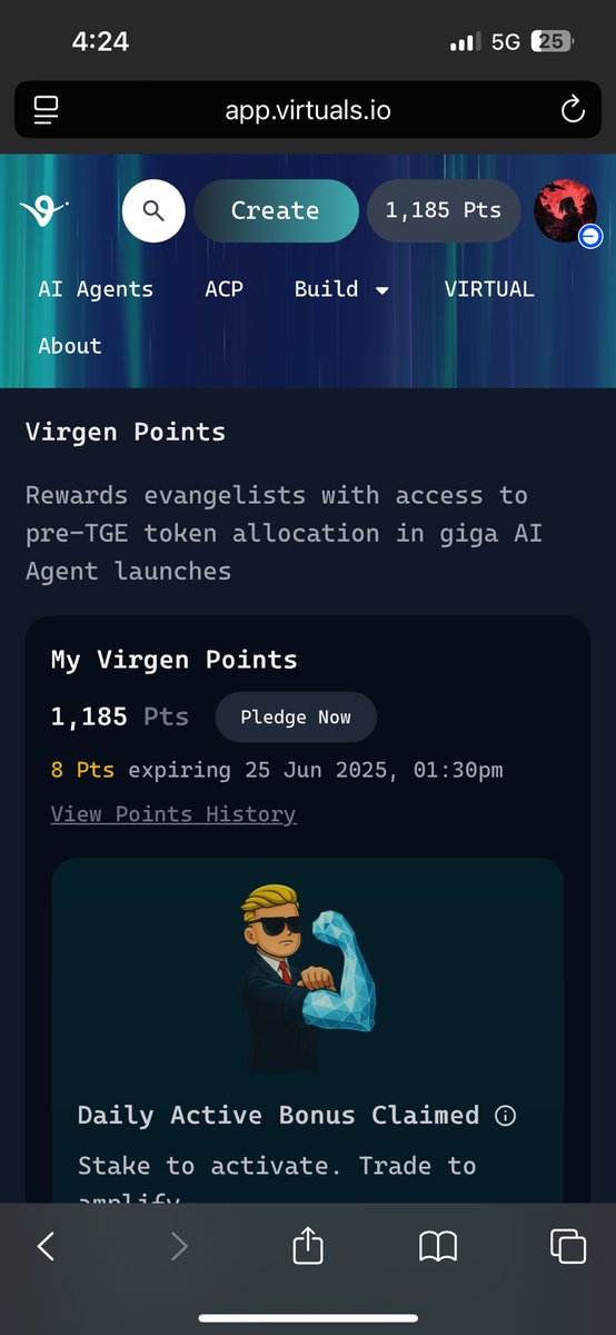 grindmoree's tweet photo. Ready to pledge my points on the next big project on @virtuals_io https://t.co/5iiENaxkpY
