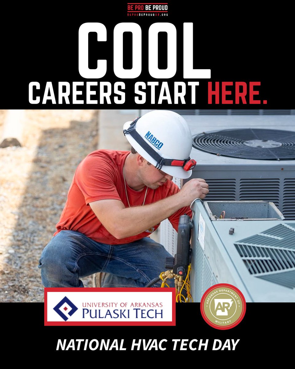 HVAC Techs are the people who keep Arkansas cool — literally. 😎❄️

And with training programs like those offered at UA-PTC and employment opportunities with the AR National Guard, getting into this field is more doable than ever.