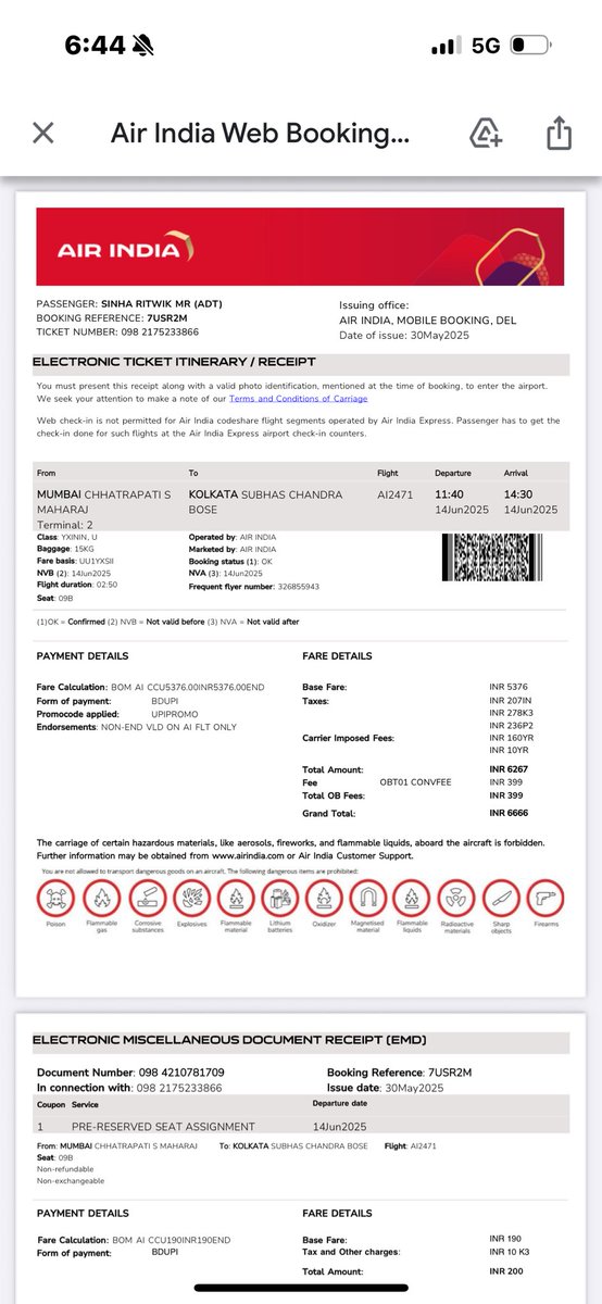 RitwikSinha83's tweet photo. @airindia @campbellwilson This is extremely disappointing. I booked 2 domestic tickets on 30 May ‘25 and cancelled them within 24 hours, well before the 7-day cutoff—so I’m eligible for a refund. Your call centre miss guide and till now I have not received my refund. https://t.co/ImHFnH5qod