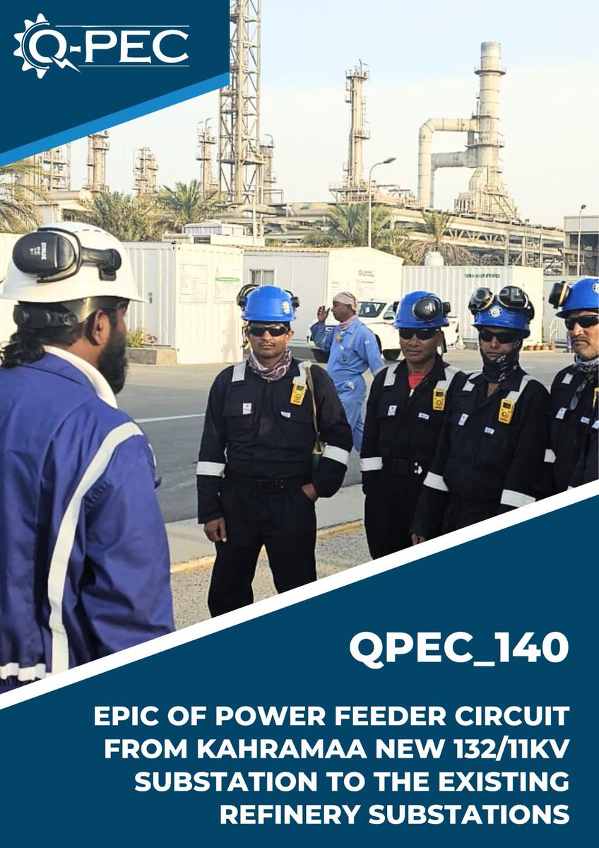 qpec_doha's tweet image. QPEC is proud to announce the successful completion of the EPIC of the Power Feeder Circuit (132/11 kV Substation) to the existing refinery substations.

The achievement reflects QPEC’s continued commitment to delivering high-quality, safe, reliable power infrastructure solutions