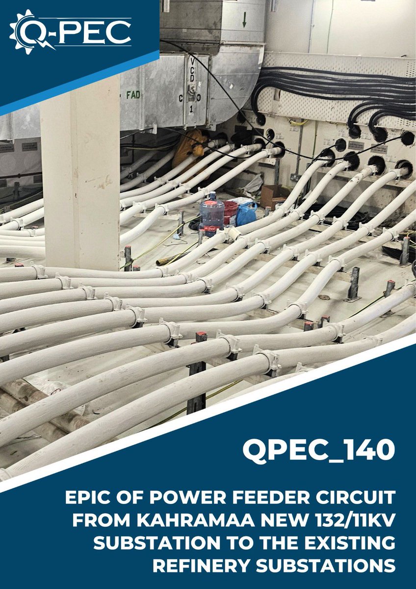 qpec_doha's tweet image. QPEC is proud to announce the successful completion of the EPIC of the Power Feeder Circuit (132/11 kV Substation) to the existing refinery substations.

The achievement reflects QPEC’s continued commitment to delivering high-quality, safe, reliable power infrastructure solutions