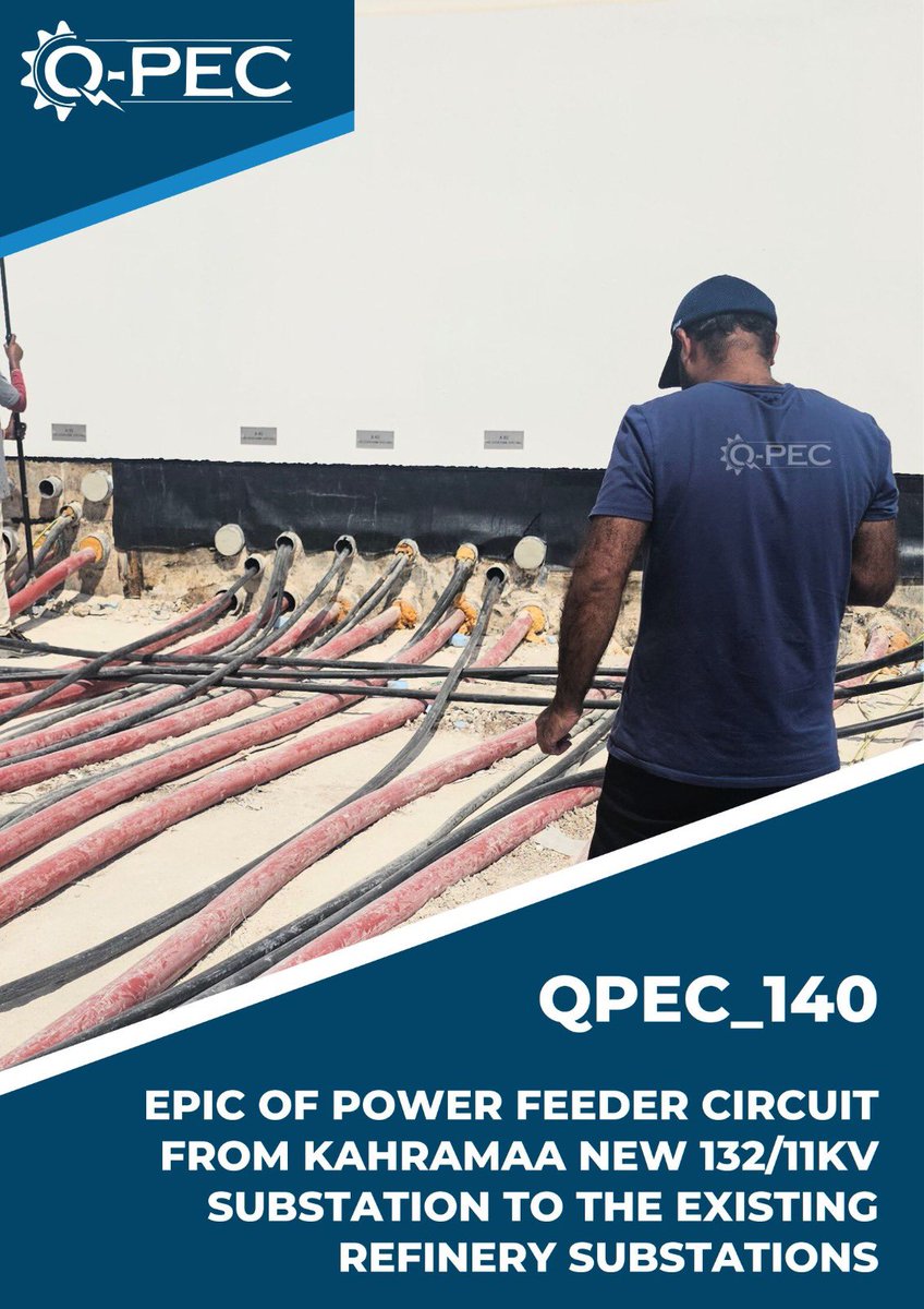 qpec_doha's tweet image. QPEC is proud to announce the successful completion of the EPIC of the Power Feeder Circuit (132/11 kV Substation) to the existing refinery substations.

The achievement reflects QPEC’s continued commitment to delivering high-quality, safe, reliable power infrastructure solutions