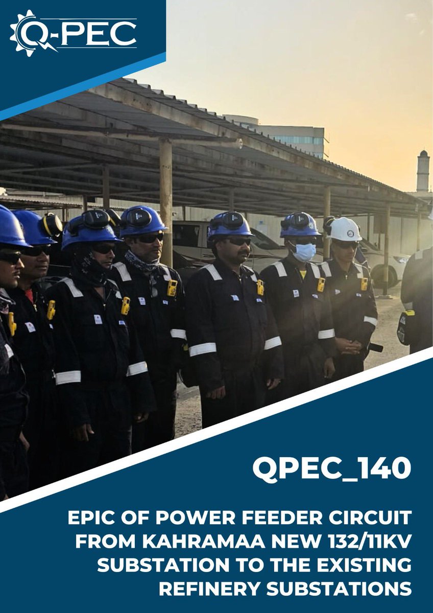 qpec_doha's tweet image. QPEC is proud to announce the successful completion of the EPIC of the Power Feeder Circuit (132/11 kV Substation) to the existing refinery substations.

The achievement reflects QPEC’s continued commitment to delivering high-quality, safe, reliable power infrastructure solutions