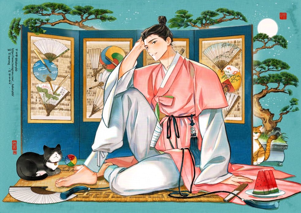 「저는 병풍 중에서 백선도를 참 좋아합니다. 옛날 처음 박물관에서 봤을 때」|먹는빵のイラスト