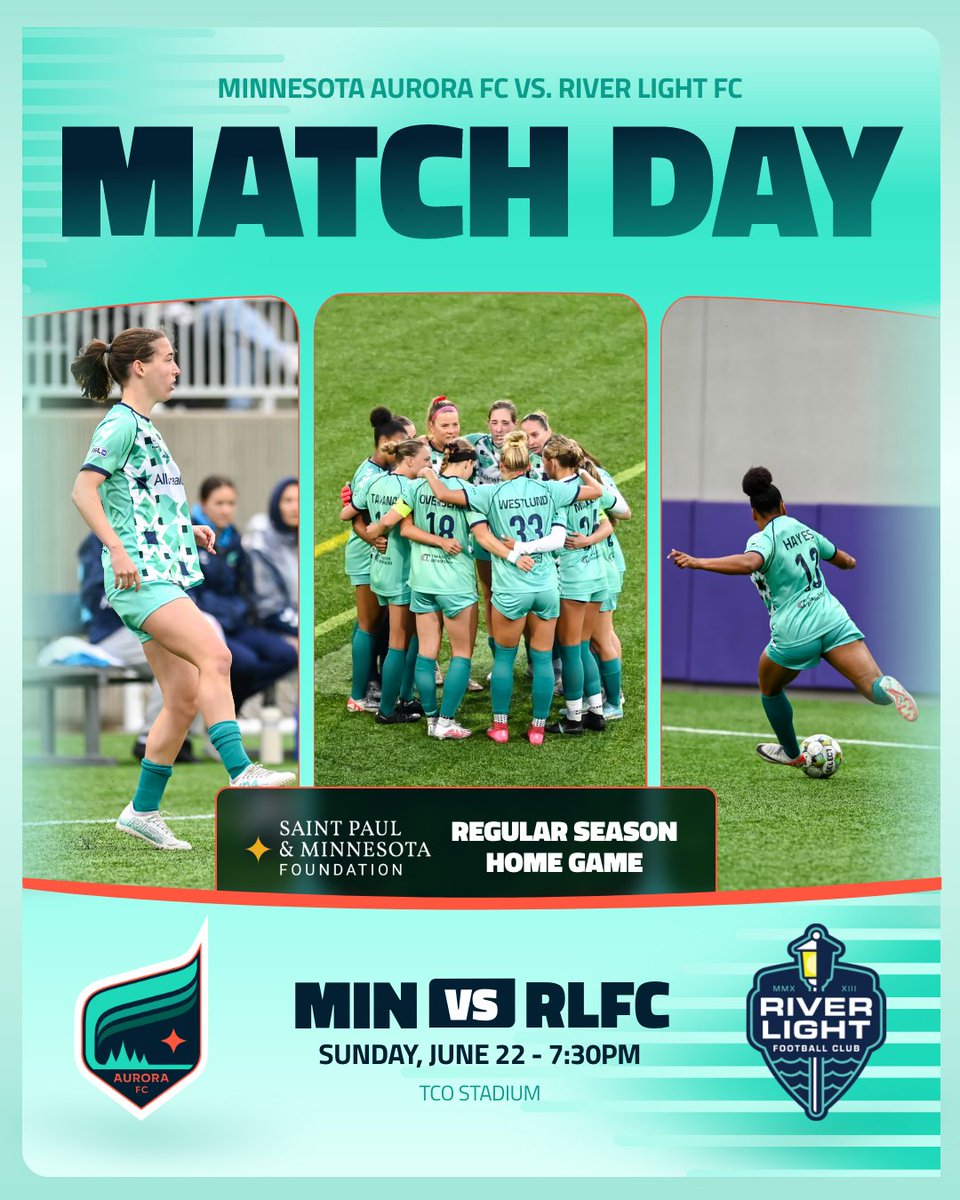There's no place like HOME 🤩
Let's make it loud tonight!

⭐️: Presented by Saint Paul and Minnesota Foundation 
🆚: River Light FC
🕖: 7:30 PM Kickoff
📺: Fox Local - Fox9.com
🎟️: mnaurora.com/club/tickets/
