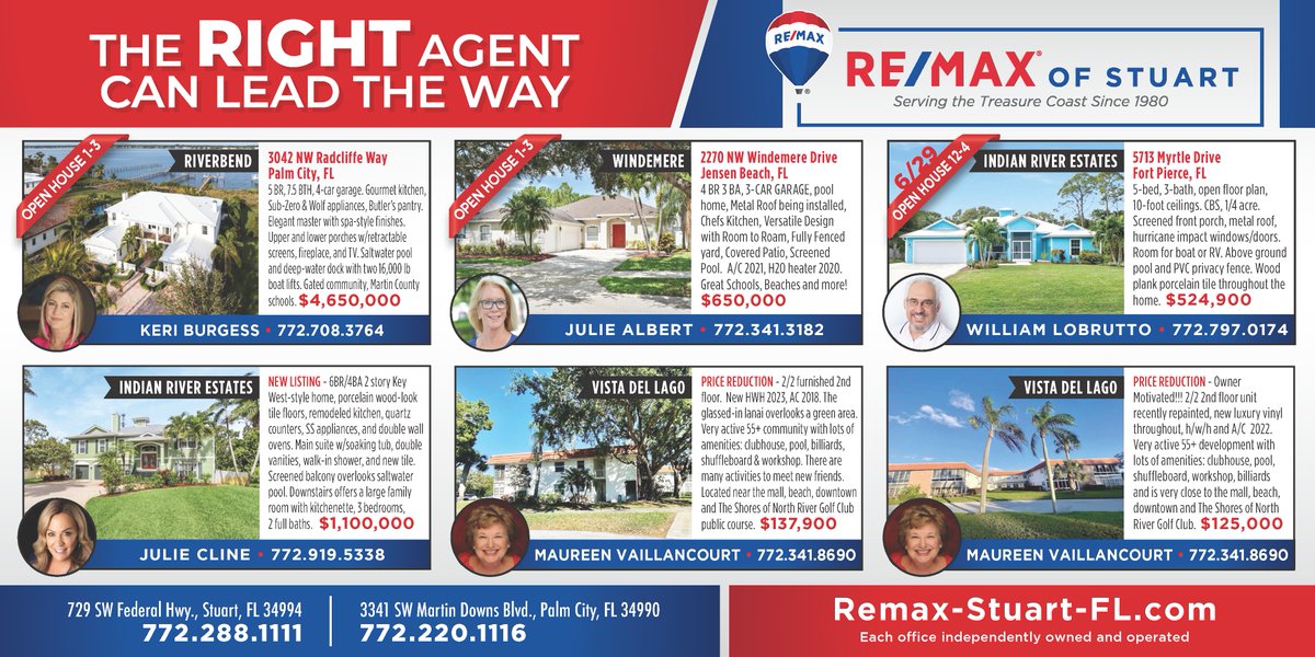REMAXofStuart's tweet photo. Check out today's open houses ๐ก and featured properties OR start your own search here โก๏ธ https://t.co/P8OOKINV47
#RemaxofStuart #LegacyOfSuccess #FeaturedProperties #TreasureCoastFl #StuartFl #OkeechobeeFl #PalmCityFl #PortSaintLuciefl https://t.co/9CTXpQXFfX