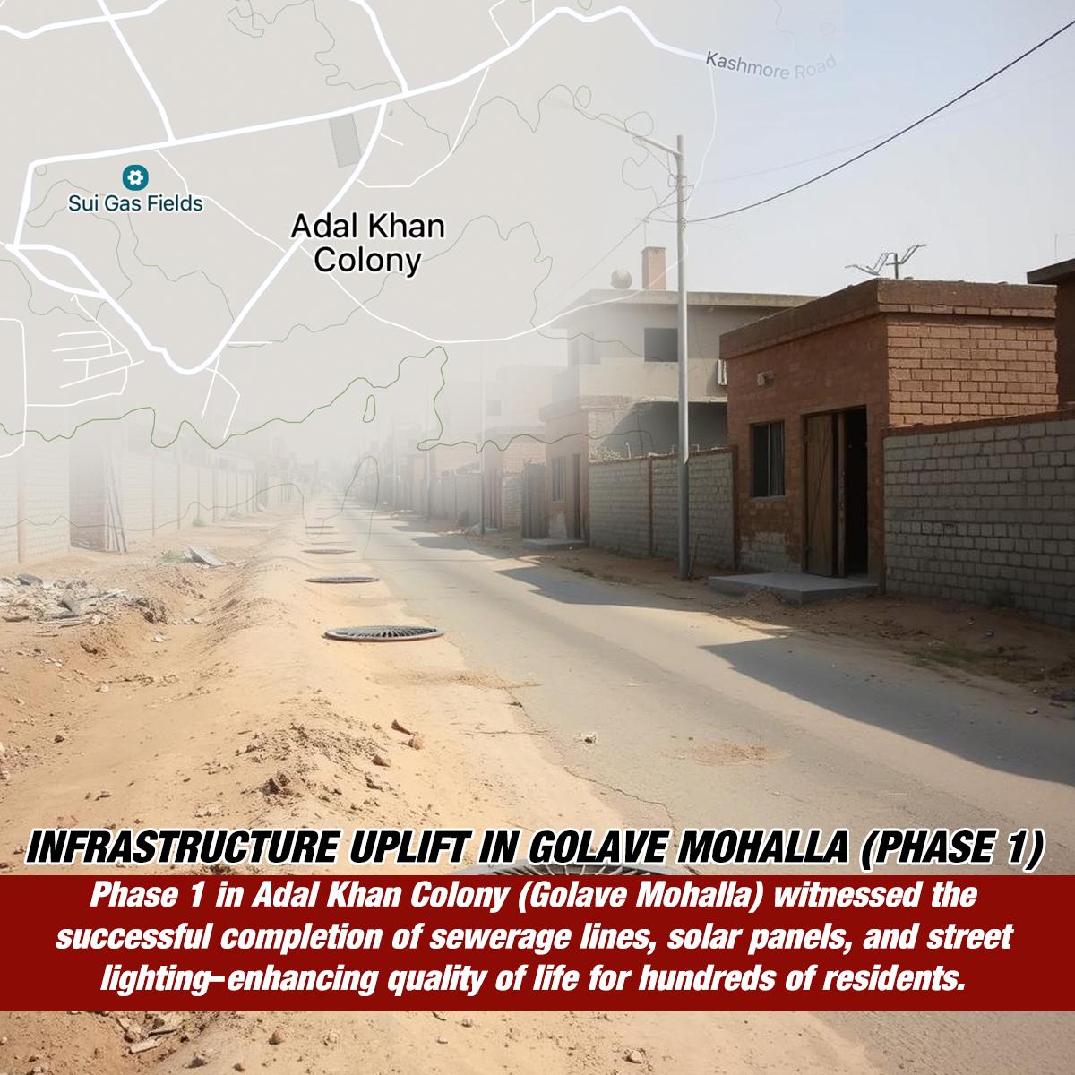 RashidKhoso47's tweet image. Infrastructure uplift in Golave Mohalla! Phase 1 completed with new sewerage lines, solar panels, &amp;amp; streetlights, enhancing life for hundreds. #BalochistanDevelopment #UrbanUplift #CommunityProgress