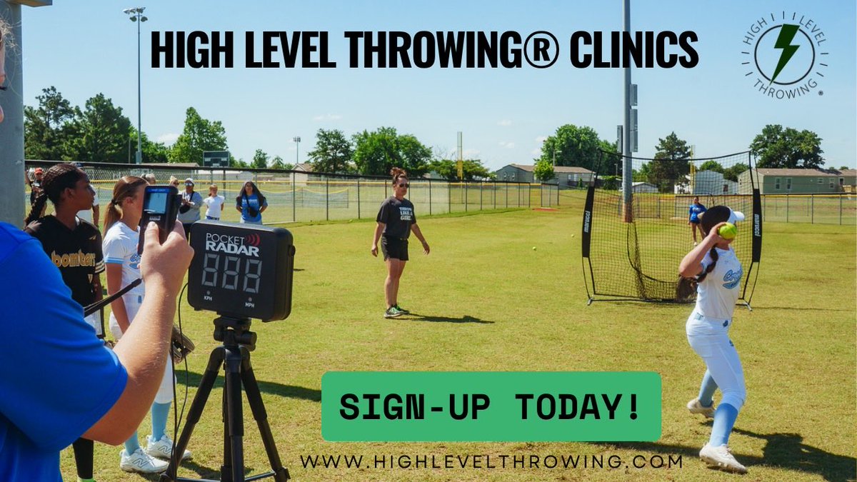 High Level Throwing® | Clinic Schedule! ⚡️

-July 23rd, Richmond VA
-July 28/29, Frankfort KY
-August 1-3, Spring Hill KS
-August 14/15, Norfolk VA
-August 16th, Chicago IL
-August 23/24, Dallas/Houston TX

Register Today! 📱⚾️🥎
highlevelthrowing.com/pages/clinics