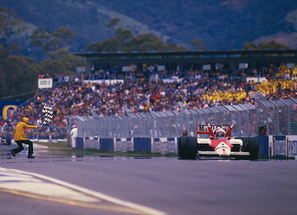 Alain Prost, McLaren, Adelaide, 1986. Photo: Tony Feder.