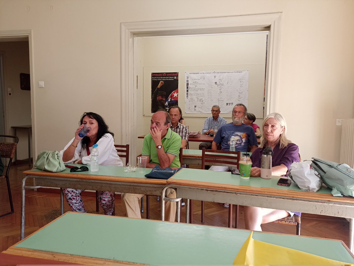 La Asociación Heleno Cubana nos recibe con los brazos abiertos en Atenas. Preocupación por la irresponsable actitud de la administración yanqui en su escalada militar en Irán y el redoblado compromiso de seguir al lado de #Cuba prevaleció. <a href="/fernando5hicap/">Fernando5hICAP</a> <a href="/siempreconcuba/">Siempre con Cuba</a>