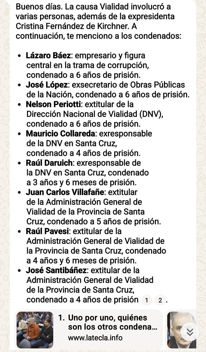 Nanim's tweet photo. Me incomoda que solo se hable en todos los medios y en la calle de CFK cuando los condenados en la causa Vialidad fueron más. Me interesa saber sobre cuales son las condiciones de detección de cada uno de ellos, por eso de la igualdad ante la ley... https://t.co/vaZGH6Uvsi