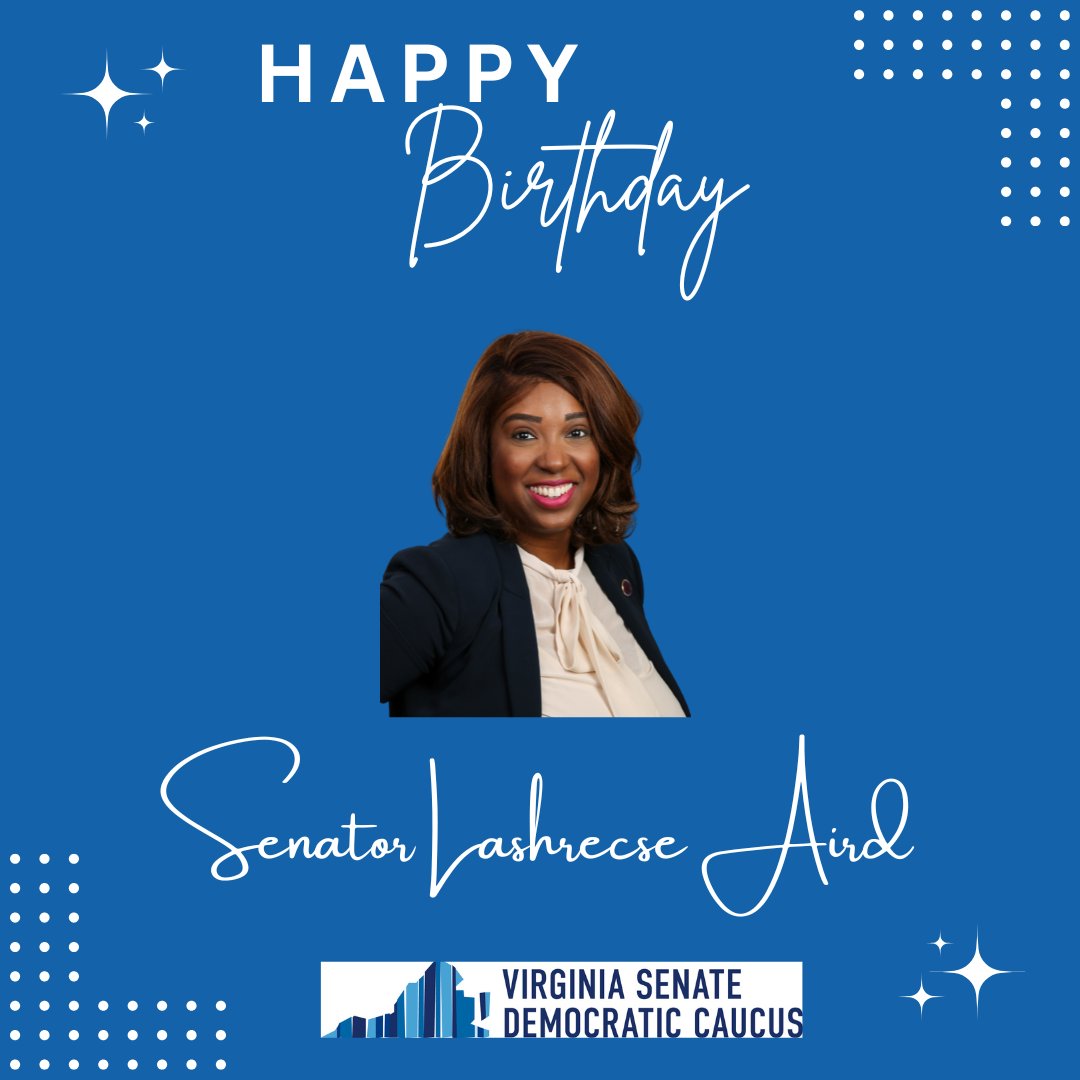 Virginia Senate Democrats (@vasenatedems) on Twitter photo Happy Birthday to Senator <a href="/lashrecseaird/">Senator Lashrecse Aird</a>!
As the youngest woman ever elected to the Virginia House and now representing the 13th Senate District, we’re grateful for all you do as a legislator and community leader.
May your year ahead be filled with continued impact. Happy Birthday to Senator <a href="/lashrecseaird/">Senator Lashrecse Aird</a>!
As the youngest woman ever elected to the Virginia House and now representing the 13th Senate District, we’re grateful for all you do as a legislator and community leader.
May your year ahead be filled with continued impact.