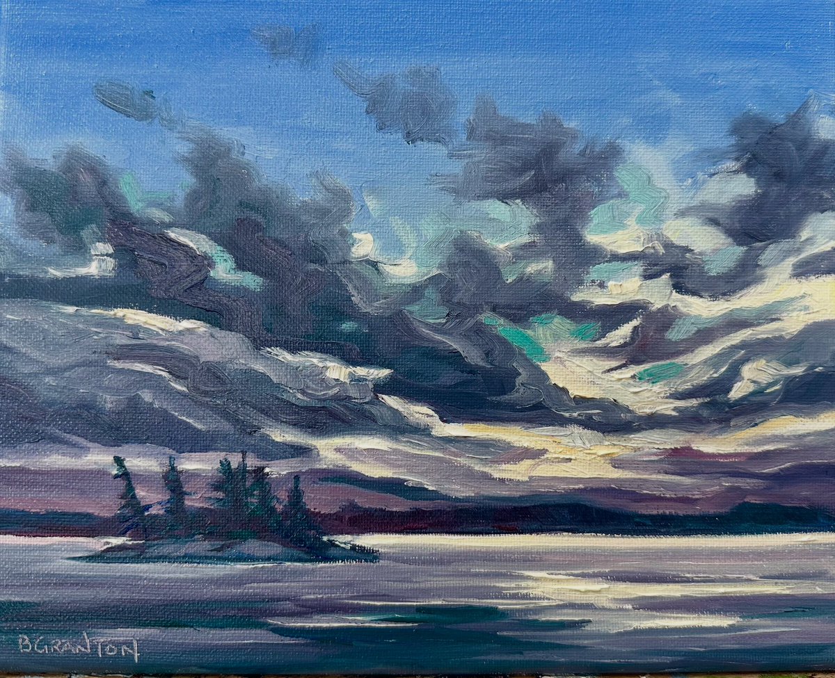 BGrantonArtist's tweet image. Lots of storms passing through lately.  Lots of moody sky inspiration. Summer Squall 8x10” oil.
