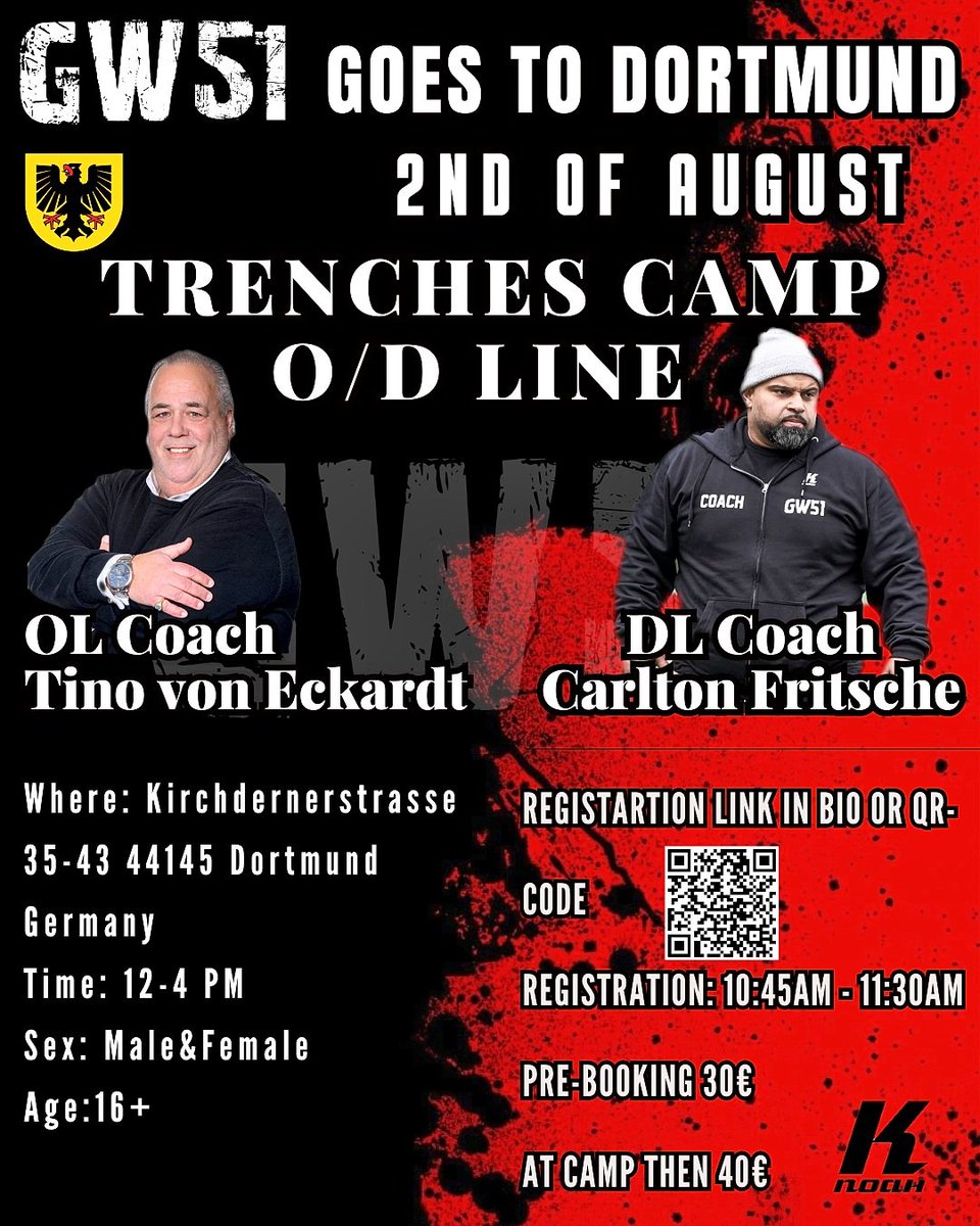 #GW51TrenchesCamp
In Dortmund Germany. 1 on 1 Competition. 
Sign up here: forms.office.com/r/wtG3GZdqkz?o…
