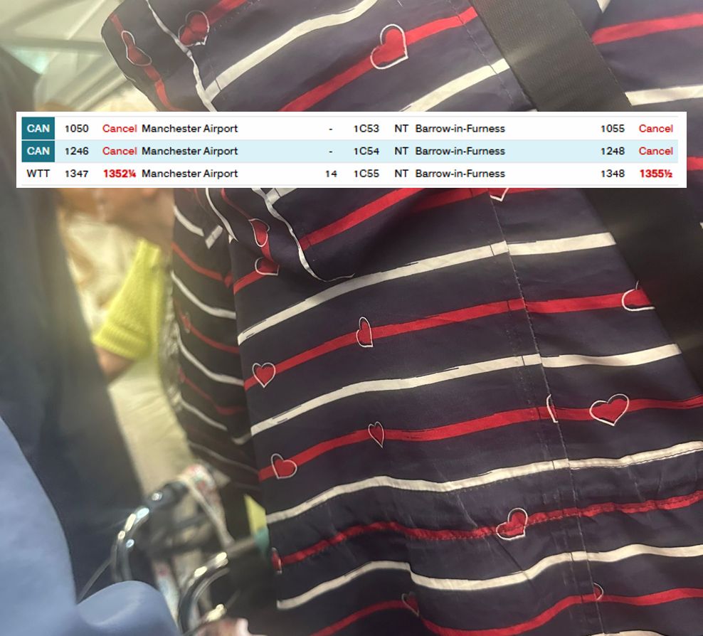 What do you get when you cancel 2 services in a row and then only put a 3 carriage unit on the next service?

That's right... Overcrowding!!! The 1348 off Piccadilly to Barrow is rammed!

Those currently saying Northern are improving are out of touch with the real world!