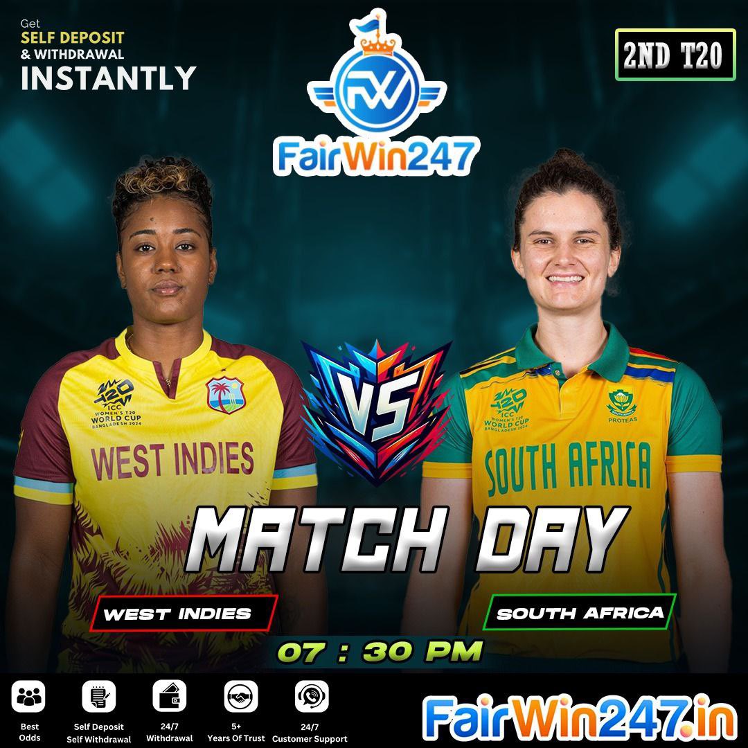 NaniPruthviraj's tweet photo. Can West Indies women slam the brakes on South Africa’s power-packed hitting spree?

Play Now 👉🏻 https://t.co/5mzZs6ADkZ

▪️Match Odds
▪️Runline/Fancy
▪️Cash Out
▪️24/7 Deposit/Withdraw

Join Now 👉🏻 https://t.co/5mzZs6ADkZ 

Play Now and Win Big!!

#WIWvsSAW #FairWin247 https://t.co/JenC2V2WXE