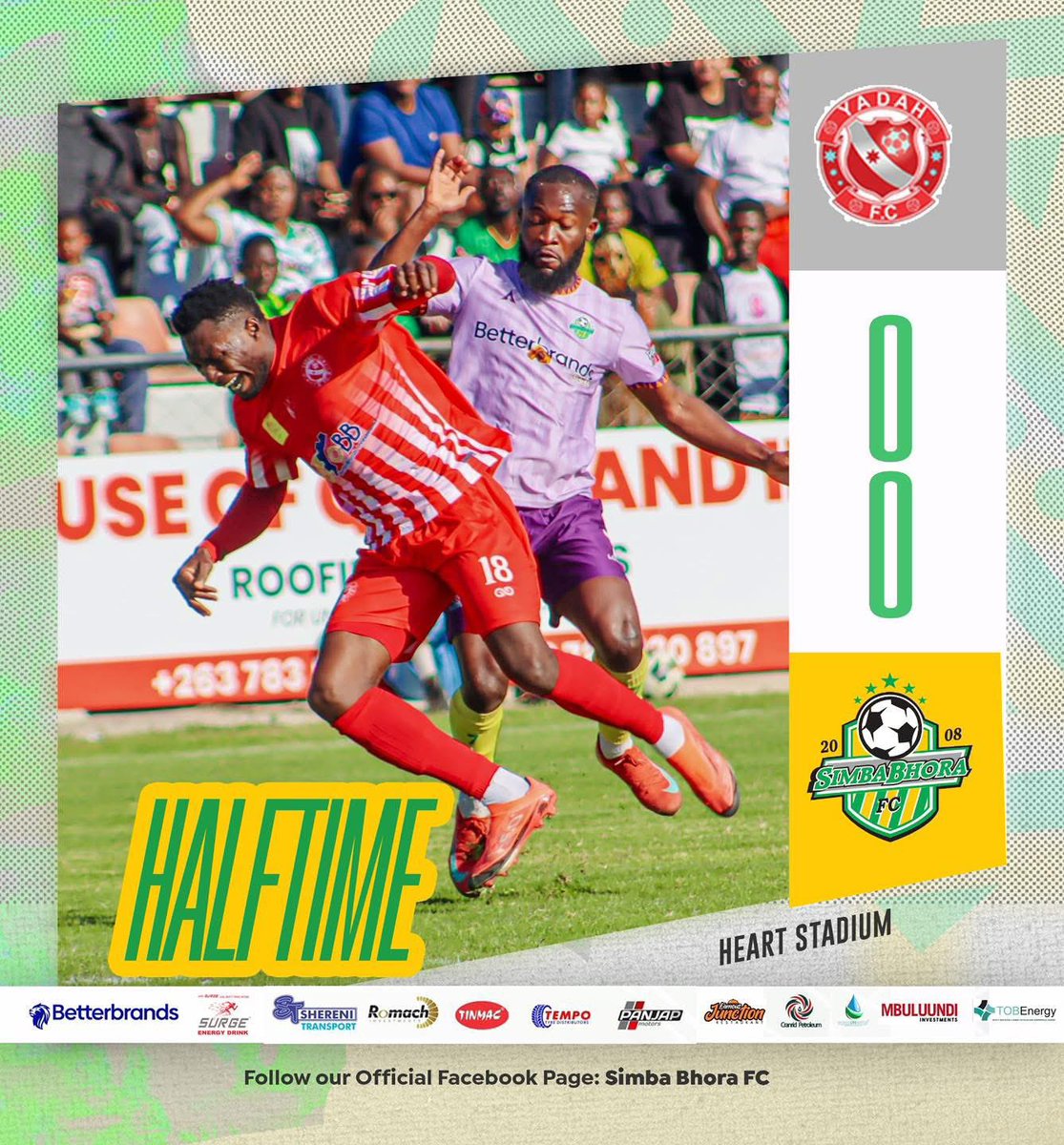 ⏸️ We're all square at the break

Yadah FC 0-0 Simba Bhora FC

#gobujugochinhuchedu