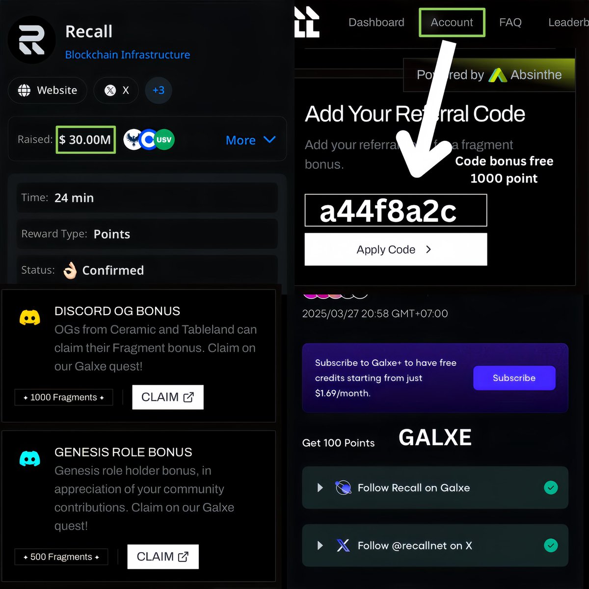 Maxi04___'s tweet photo. ➖Gass ni yang mau Jp dari Testnet Recall backed Coinbase Venture‼️
➖ Funding 30M Next Boom🔥
➖ Code: a44f8a2c
➖ Link: https://t.co/lhr1GRBzYo
➖Galxe: https://t.co/f1Sh8GND1x
#Airdrop #Airdrops #CryptoCommunity #cryptocurrency #testnet #ethvsol #ETH #SolanaETH #AIAgent https://t.co/RQswa2AhXJ