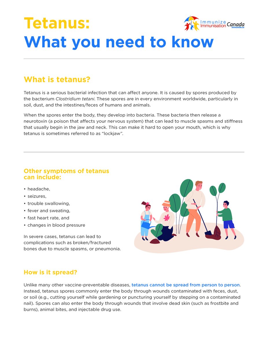 Renovating? Doing yard work? Make sure your tetanus immunization is up to date! | Read our factsheet | Tetanus: What you need to know | immunize.ca/sites/default/… #tetanus #VaccinesWork #GetImmunized
