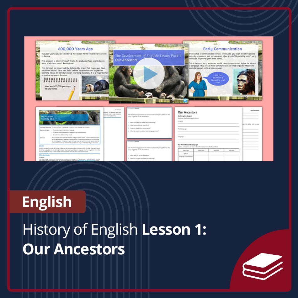 This is the first lesson in the scheme of work for the 'Development of English'. This lesson covers our early ancestors and the steps towards complete speech. Includes activities, note taking sheets and power point lesson as well as teaching ideas. 
buff.ly/4LLzPwo