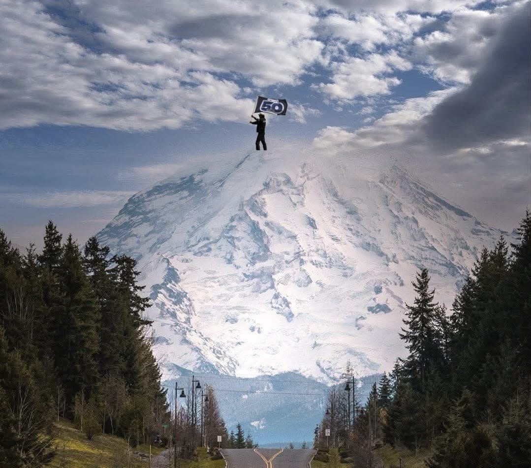 Every year, 10,000 climbers attempt to summit Mount Rainier, with only 5,000 reaching the top. On average, 10 people die annually on the mountain. I’ll give it my best on August 28, 2025. If I don’t return, remember: “Captain Seahawk loves ya!”