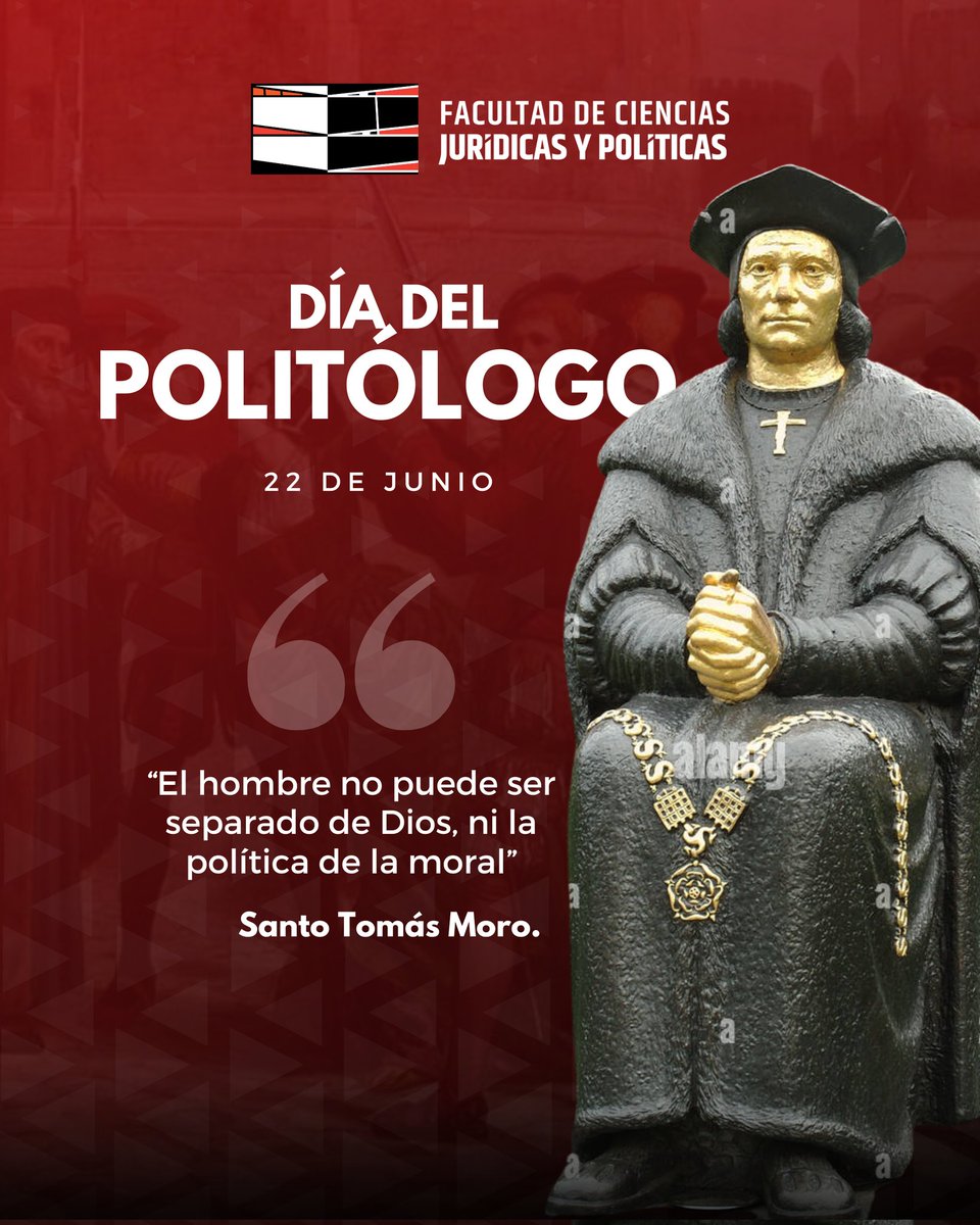 fcjpucv_ve's tweet photo. Hoy 22 de junio, día de Santo Tomás Moro, patrono de los políticos y gobernantes, conmemoramos el Día del Politólogo.

Felicidades a todos. Que sigan los grandes aportes que hacen a la sociedad.

#DíaDelPolitólogo #FCJP #EEPA #UCV https://t.co/zNuh2HRpPt