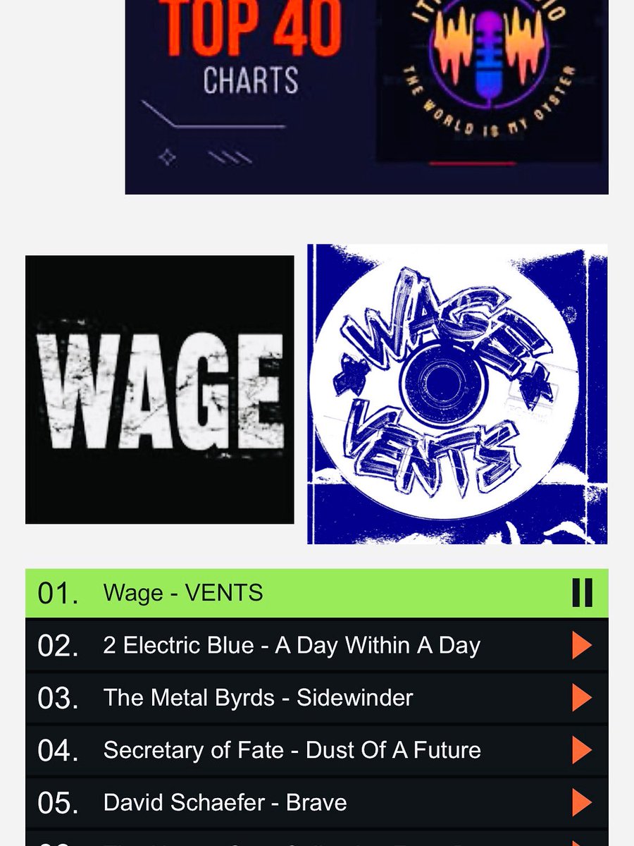 WAGE_Page's tweet photo. VENTS is #1 for the 3rd week on @itisnowpod F@ck yeah!!! Thanks for your support! 🤘❤️🤘https://t.co/qzk4dJpuDb #top40 #rock #indieartists https://t.co/eWfJWuspOr