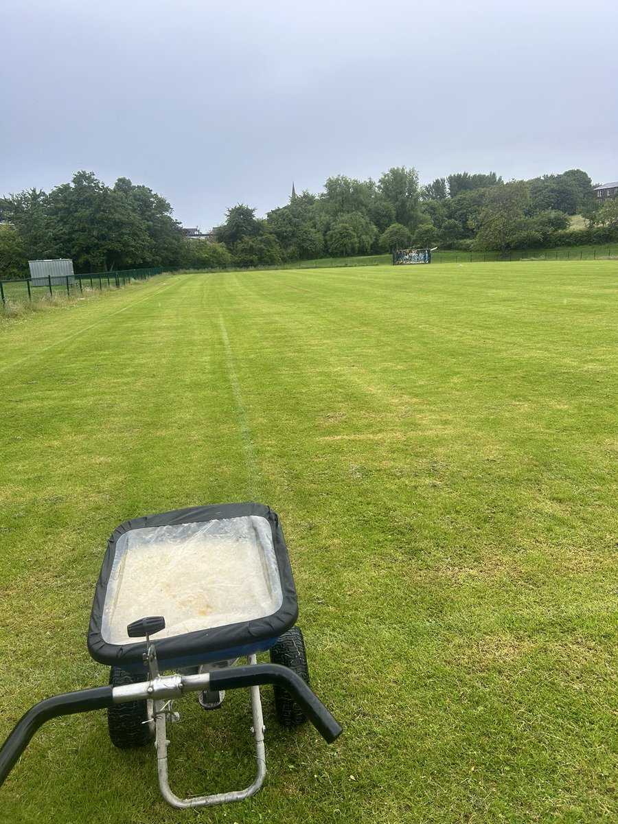 Good day to get some aeration into pitch at West Kilbride AFC followed by Fertiliser application. ⚽️