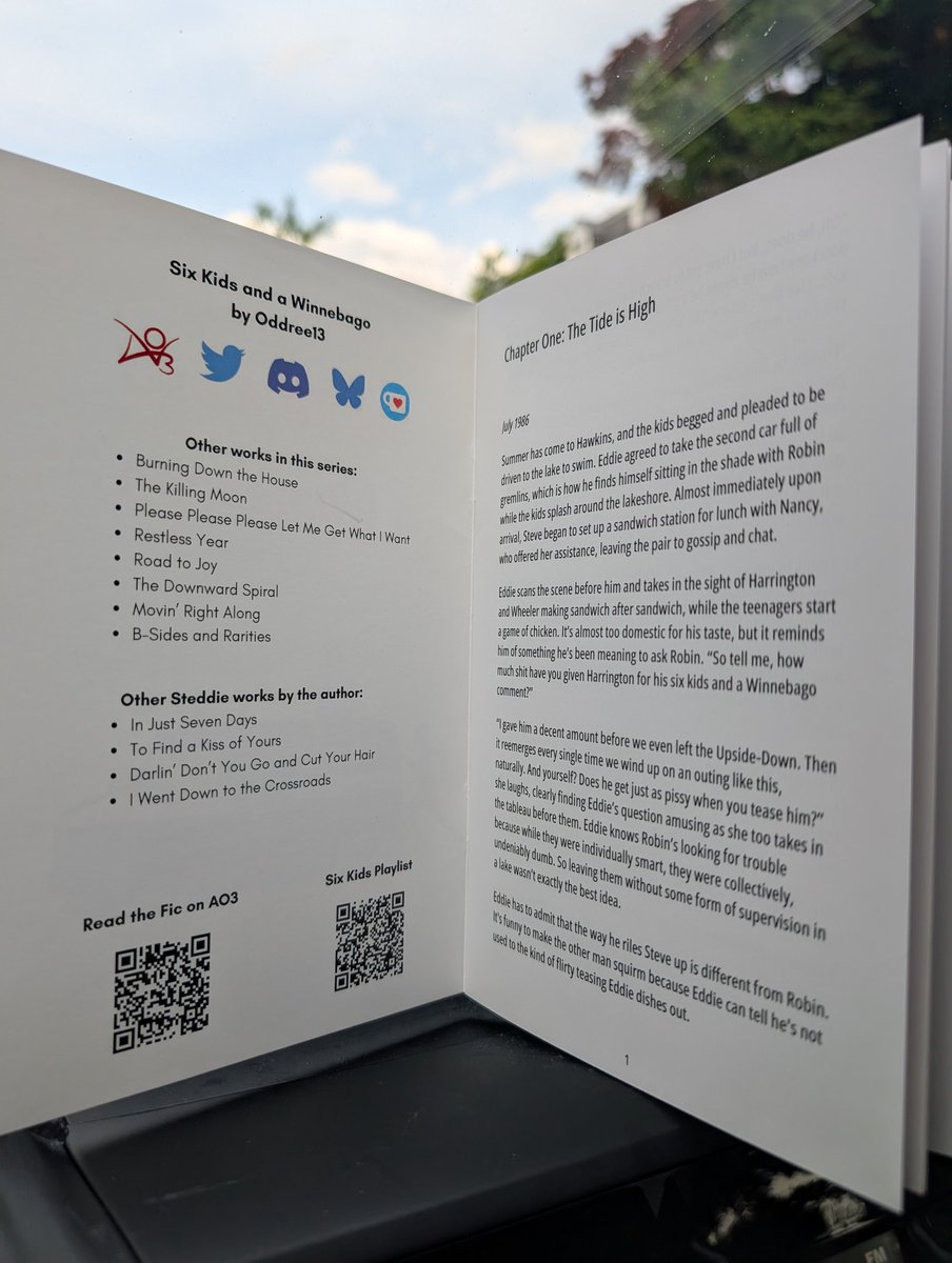 I made a zine of my first Steddie fic, Six Kids and a Winnebago, featuring artwork by <a href="/itcanbepalped/">winkwonk | ItCanBePalped</a> &amp; <a href="/novakiart/">mags🛸 · COMMS OPEN!</a>!

This item is a pre-order ending on July 6. The price covers the printing and shipping. All profits will be donated to World Central Kitchen

ko-fi.com/oddree13