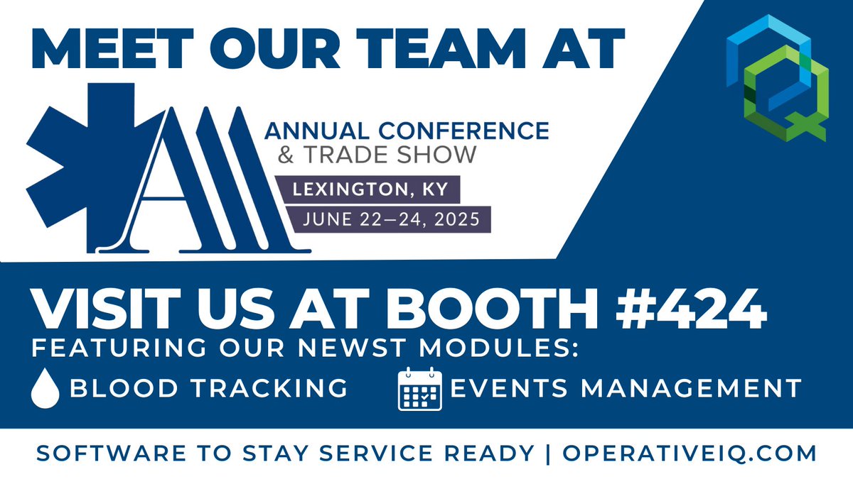 Steven and Megan are in Lexington, Kentucky for the American Ambulance Association Conference and Trade Show 🚑

Stop by booth #424 to see how our operations management solutions can help your agency run smarter, save money, boost efficiency, and support your crews when it