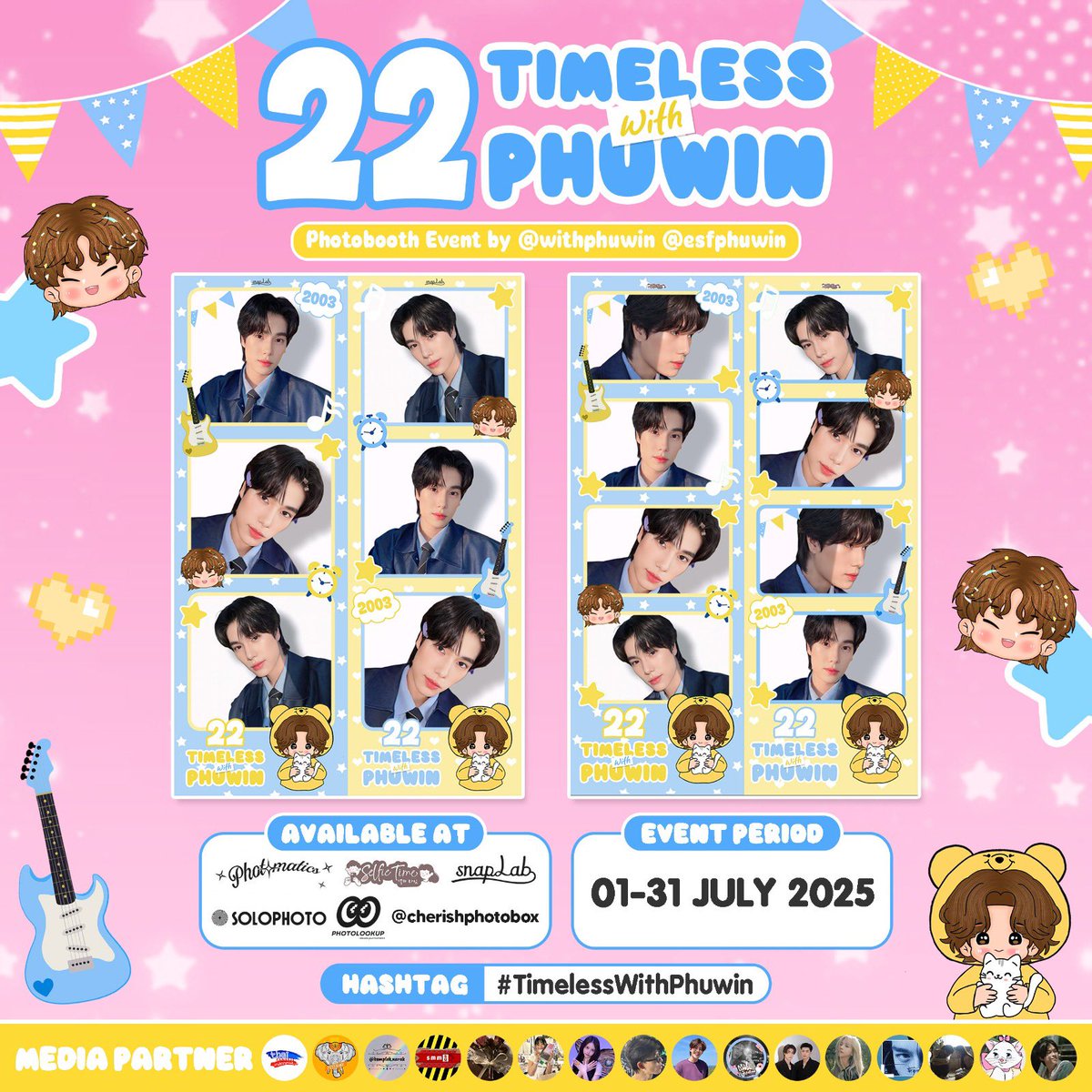 withphuwin's tweet image. ✩⍣𝙏𝙬𝙚𝙣𝙩𝙮 𝙏𝙬𝙤 𝙖𝙣𝙙 𝙏𝙞𝙢𝙚𝙡𝙚𝙨𝙨 𝙬𝙞𝙩𝙝 𝙋𝙝𝙪𝙬𝙞𝙣⍣࿐

Phuwin&apos;s Bday Photobooth Event by @withphuwin @esfphuwin

🗓 1-31 July &apos;25
📍 Selfietime, Photomatics, Snaplab, Solophoto, Photolookup, Cherishphotobox

Tag us w/ #TimelessWithPhuwin if you use the frame 𐙚