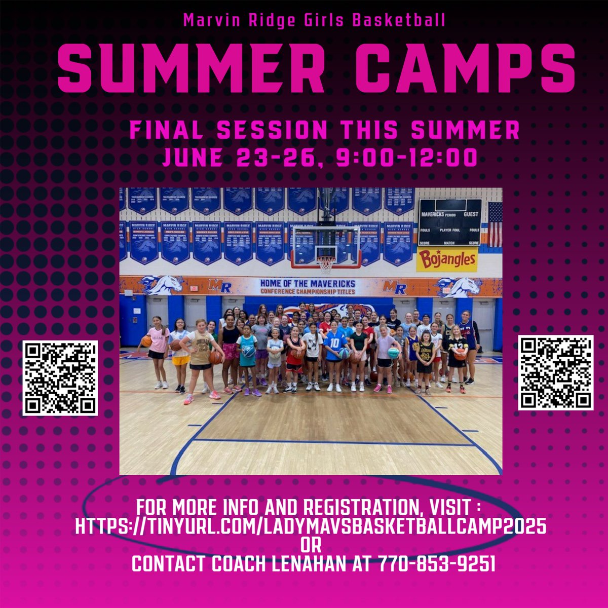 LAST CALL!! REGISTRATION CLOSES AT 6:00 TONIGHT! OPEN TO ALL PLAYERS IN GRADES 1-9 FROM ALL DISTRICTS. LAST WEEK WE HAD PLAYERS FROM WEDDINGTON, CUTHBERTSON, CMS, INDIAN LAND, PROVIDENCE,AND  FORT MILL! COME LEARN THE GAME OF BASKETBALL WHILE HAVING A LOT OF FUN!