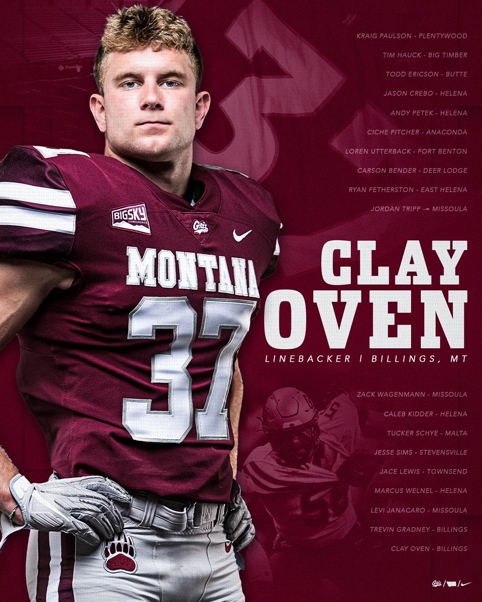Linebacker Clay Oven was recently selected as Montana’s next No. 37!

He becomes the 2nd Billings native in a row to earn the legacy number, and the 1st underclassman picked since 2008. #GoGriz