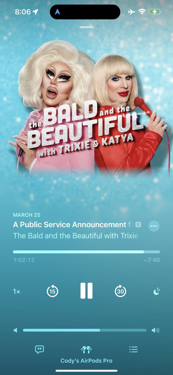 Fratty_Gay's tweet photo. Goddamn. Thank you @trixiemattel for making me cry on my flight while I catch up on the pod https://t.co/lS85XQqjGg
