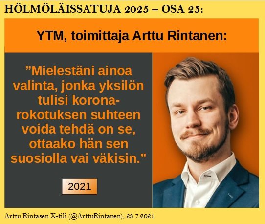 Toimittaja Arttu Rintanen näyttää  ihmisyydestä esimerkkiä