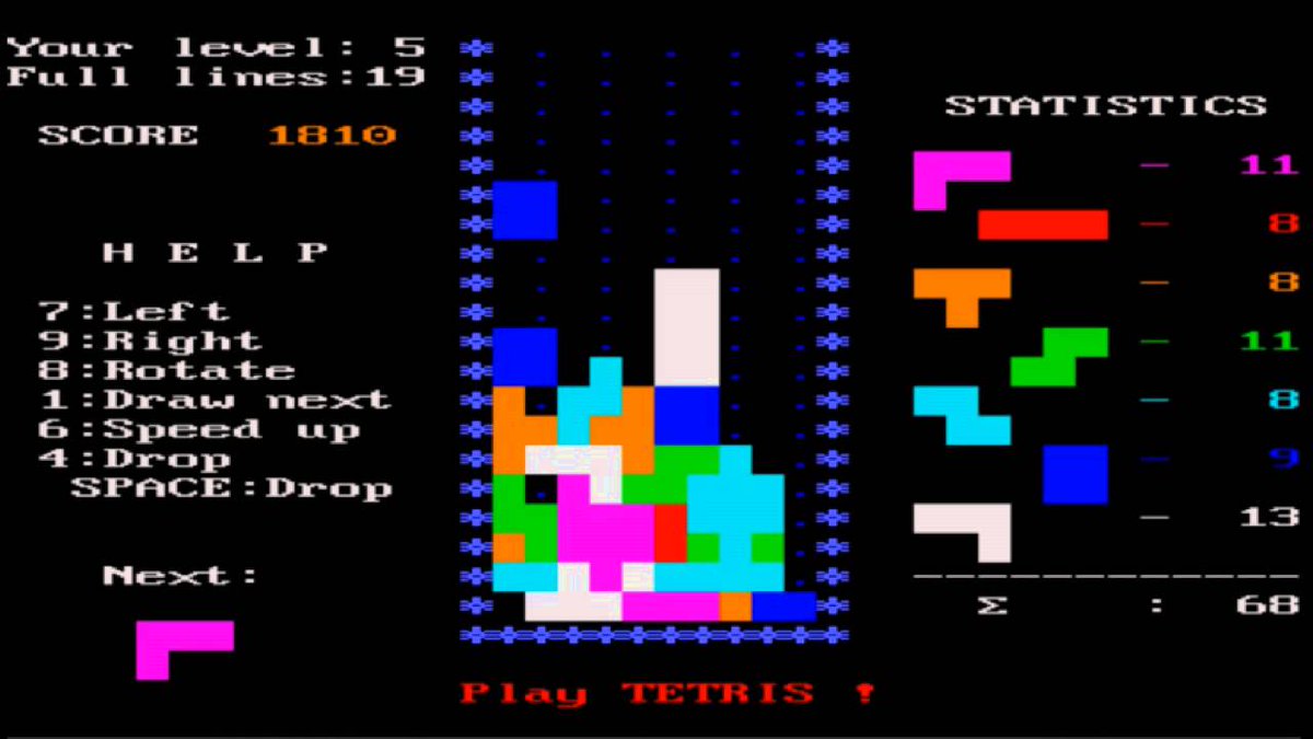 El_Tetristico's tweet image. &quot;TETRIS&quot; (1986)

• DESARROLLADORES: Alexey Pajitnov y Vadim Gerasimov
• PLATAFORMA: IBM PC

En esta versión, Vadim Gerasimov hizo un trabajo magnífico con el port a IBM PC, consiguiendo que el juego de disparase en popularidad. ☝️🤓

#Tetris #TetrisGame

youtu.be/27kUdBOp-KM?si…