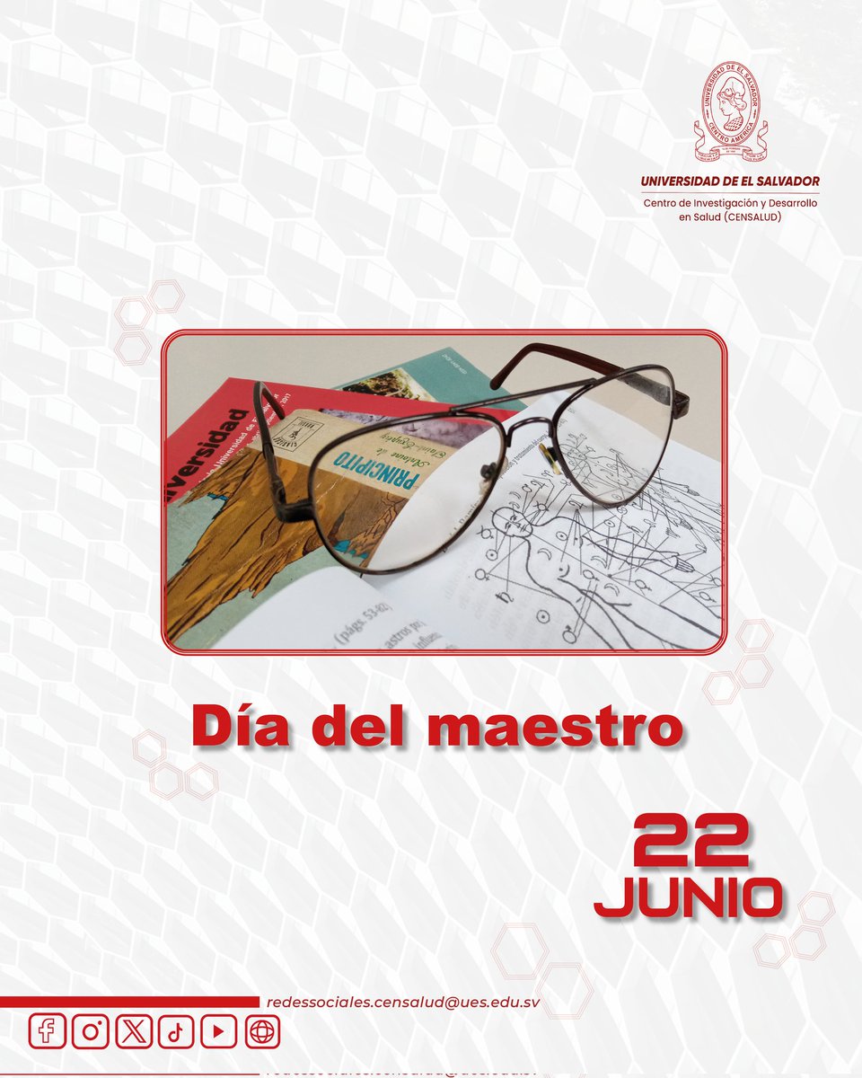 CENSALUD saluda y reconoce el trabajo de la planta docente universitaria en formar profesionales, fomentar investigaciones y realizar proyección social en beneficio de las comunidad

#censaludues #saludmental #InvestigaciónCientíficaUES #CienciayTecnologia #educación