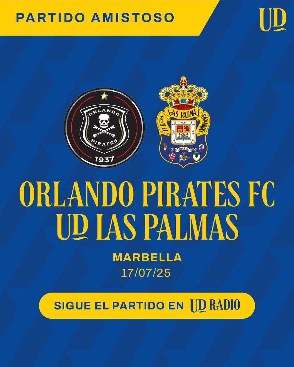 UD Las Palmas (@udlp_oficial) on Twitter photo 🆕🗓️⚽️ #PretemporadaUD | La UD Las Palmas disputará un partido amistoso frente al <a href="/orlandopirates/">Orlando Pirates</a>.
📆 17 de julio
📍 Marbella
#LaUniónHaceLasPalmas #SeremosMásUnión 🆕🗓️⚽️ #PretemporadaUD | La UD Las Palmas disputará un partido amistoso frente al <a href="/orlandopirates/">Orlando Pirates</a>.
📆 17 de julio
📍 Marbella
#LaUniónHaceLasPalmas #SeremosMásUnión