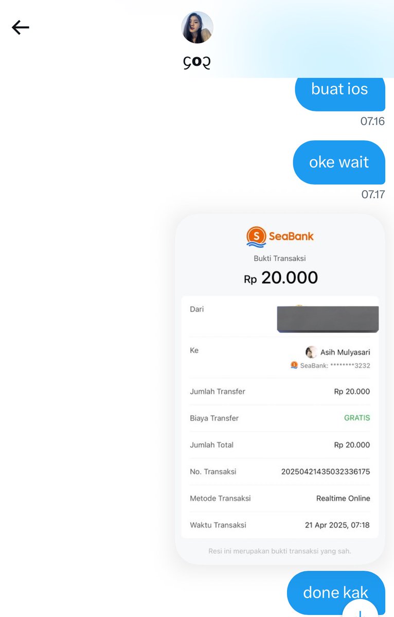 lagi nyari yang pernah jual meitu ke aku seabank atas nama asih mulyasari, akunnya ke sus, aku lupa save wa nya #zonauang #zonaba