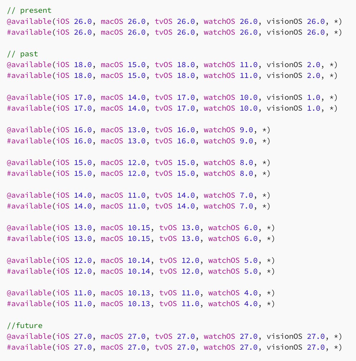 A handy cheat sheet for <a href="/available/">Available</a> and #available created by Michael Long

michaellong.medium.com/apple-aligned-…

#iosdev