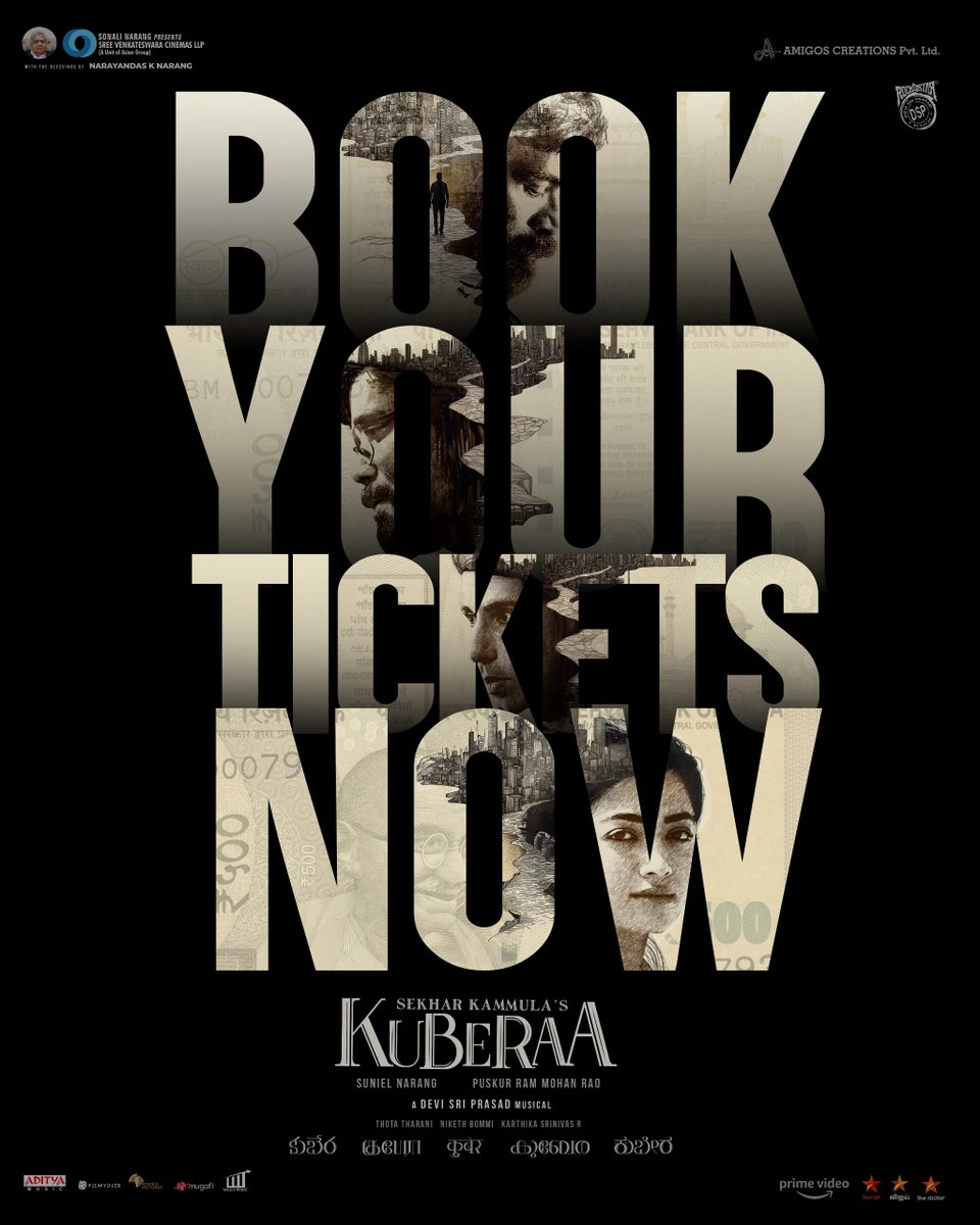 Tickets are fast filling across regions! 🤩

Book your tickets now and make your Sunday a #BlockbusterKuberaa one! 💥🔥

Book your tickets now: linktr.ee/KuberaaTickets 

#BlockBusterKuberaa #BOXOFFICEKuberaa #Kuberaa
#SekharKammulasKuberaa    
<a href="/dhanushkraja/">Dhanush</a> KING <a href="/iamnagarjuna/">Nagarjuna Akkineni</a>