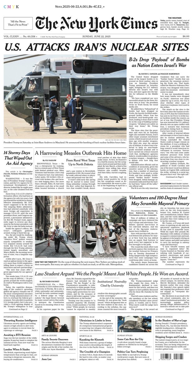 A1 today above-the-fold for <a href="/nytimes/">The New York Times</a>