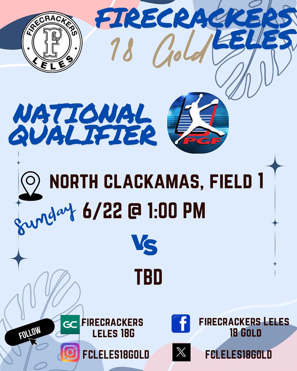 Firecrackers Leles 18 Gold (@fcleles18gold) on Twitter photo Waited out the rain & ready to compete! <a href="/PGFnetwork/">PGF</a> National Qualifier games are ON today!
📍 North Clackamas, Field 1
🗓️ Sun 6/22
⏰ 1:00 <a href="/B_Steele2026/">Brooklyn Steele</a> <a href="/baboosh34_2026/">Brooke Aboosh</a> <a href="/abril_parker08/">Abril Parker</a> <a href="/rileydossey42/">Riley Dossey 2025</a> <a href="/marisabryson15/">Marisa Bryson</a> <a href="/paetynn2025/">Paetynn Snobar 2025</a> <a href="/J_Knutson2025/">Jordan Knutson</a> <a href="/Laubrey2025/">Lauren Aubrey 2025</a> <a href="/TeaganHayes2025/">Teagan Hayes 2025</a> Waited out the rain & ready to compete! <a href="/PGFnetwork/">PGF</a> National Qualifier games are ON today!
📍 North Clackamas, Field 1
🗓️ Sun 6/22
⏰ 1:00 <a href="/B_Steele2026/">Brooklyn Steele</a> <a href="/baboosh34_2026/">Brooke Aboosh</a> <a href="/abril_parker08/">Abril Parker</a> <a href="/rileydossey42/">Riley Dossey 2025</a> <a href="/marisabryson15/">Marisa Bryson</a> <a href="/paetynn2025/">Paetynn Snobar 2025</a> <a href="/J_Knutson2025/">Jordan Knutson</a> <a href="/Laubrey2025/">Lauren Aubrey 2025</a> <a href="/TeaganHayes2025/">Teagan Hayes 2025</a>