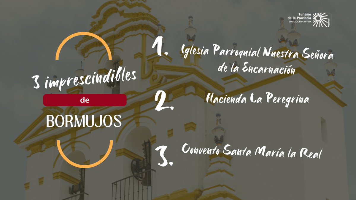 📍Los tres imprescindibles que no te puedes perder de Bormujos: ⛪ la Iglesia Parroquial Nuestra Señora de la Encarnación, 🏰 la histórica Hacienda La Peregrina y el majestuoso Convento Santa María la Real. ¡Ven a descubrirlos! 🌟