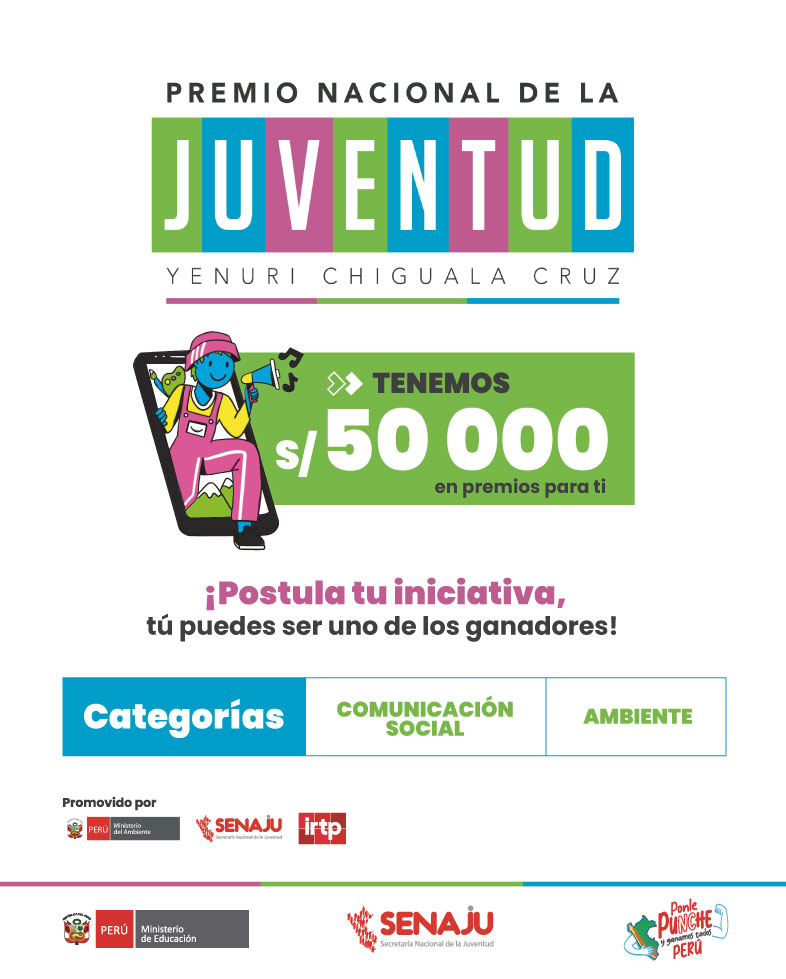 ¡Atención, jóvenes líderes! 📢 🏆 ¡El Premio Nacional de la Juventud 2025 te espera! Destaca tu impacto en Ambiente 🌱 o Comunicación Social 🎥 ¡Tu proyecto puede ser el próximo ganador! ✅ Postula ahora y revisa las bases aquí: juventud.gob.pe/premio-naciona…