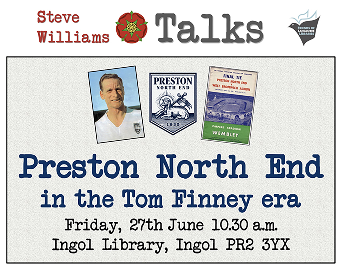 Nowt but a Lad (@nowtbutalad) on Twitter photo One for #Preston North End and #Football fans, my illustrated talk at #IngolLibrary this Friday; all welcome, free entry - get there early for a seat. <a href="/SteveWtalks/">Steve Williams Talks</a> <a href="/LancsLibraries/">Lancashire Libraries</a> <a href="/blogpreston/">Blog Preston</a> <a href="/pnefc/">Preston North End FC</a> <a href="/tnbfanzine/">The Nose Bag fanzine (PNEFC)</a> <a href="/HarrisPreston/">The Harris</a> <a href="/visitpreston/">Visit Preston</a> #Lancashire One for #Preston North End and #Football fans, my illustrated talk at #IngolLibrary this Friday; all welcome, free entry - get there early for a seat. <a href="/SteveWtalks/">Steve Williams Talks</a> <a href="/LancsLibraries/">Lancashire Libraries</a> <a href="/blogpreston/">Blog Preston</a> <a href="/pnefc/">Preston North End FC</a> <a href="/tnbfanzine/">The Nose Bag fanzine (PNEFC)</a> <a href="/HarrisPreston/">The Harris</a> <a href="/visitpreston/">Visit Preston</a> #Lancashire
