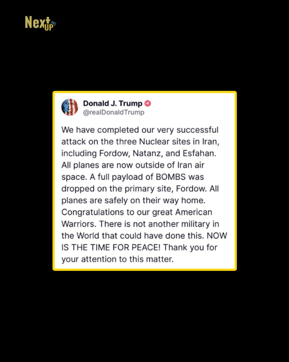 InsightnNews's tweet photo. Trump bombs 3 Iran nuclear sites yesterday, calls it "peace" success. Fordow, Natanz, Isfahan were hit;. Iran vows to fight back. #Trump #Iran #America #israelVSIran https://t.co/q5LyhOd3KI