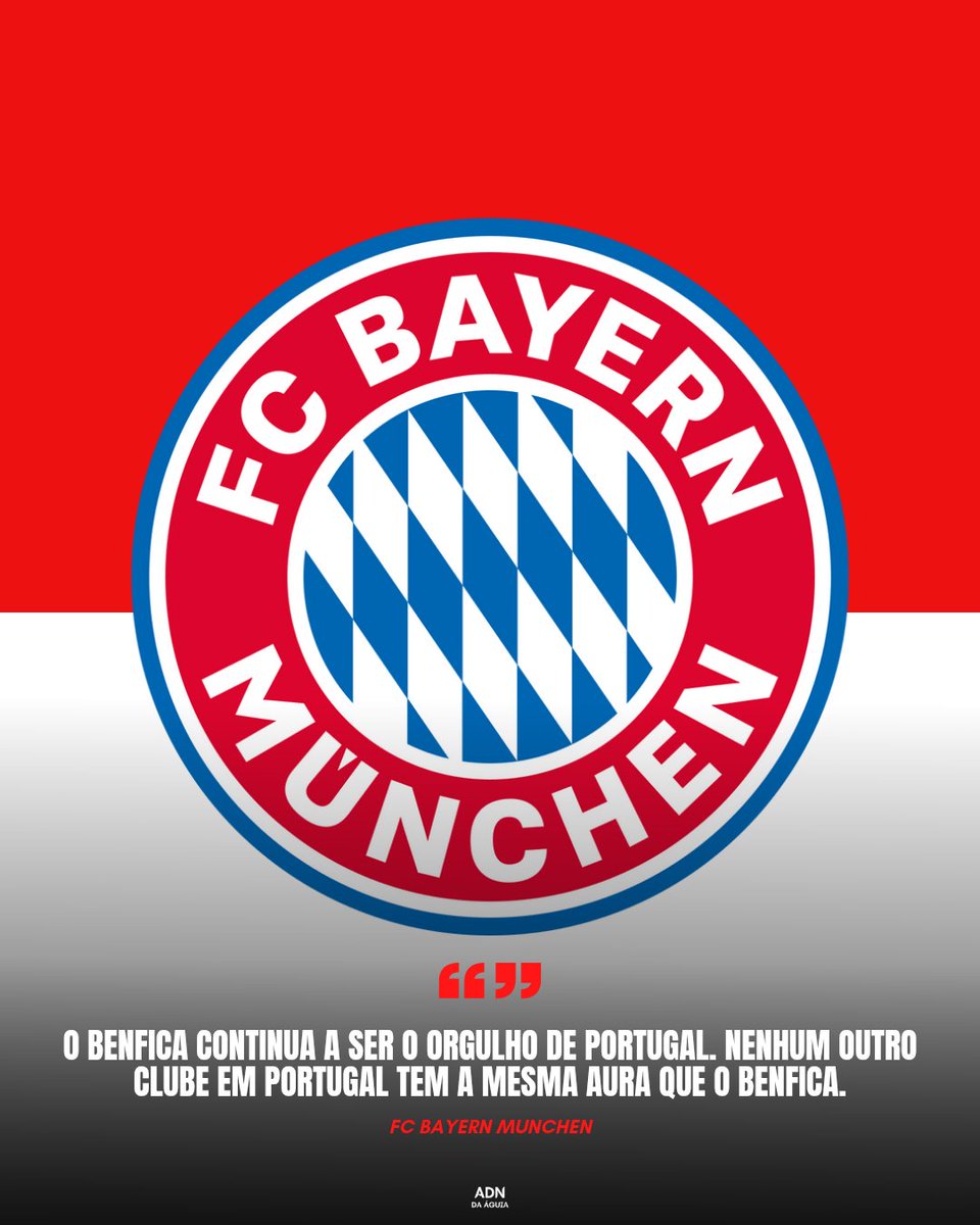🔴⚪️ FC Bayern antevê o jogo com o SL Benfica:

"O Benfica continua a ser o orgulho de Portugal - mesmo com o rival Sporting tendo conquistado o título há algumas semanas [...]. No entanto, nenhum outro clube em Portugal tem a mesma aura que o Benfica."
