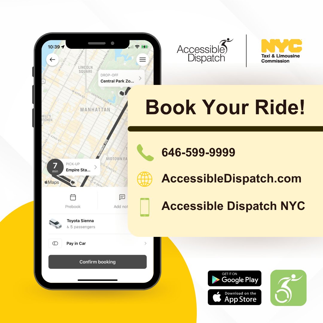 nycaccessible's tweet image. 🚕 Need a wheelchair-accessible ride? Booking is easy!

Choose the option that works best for you!

Safe, reliable, and accessible transportation—just a click, tap, or call away.