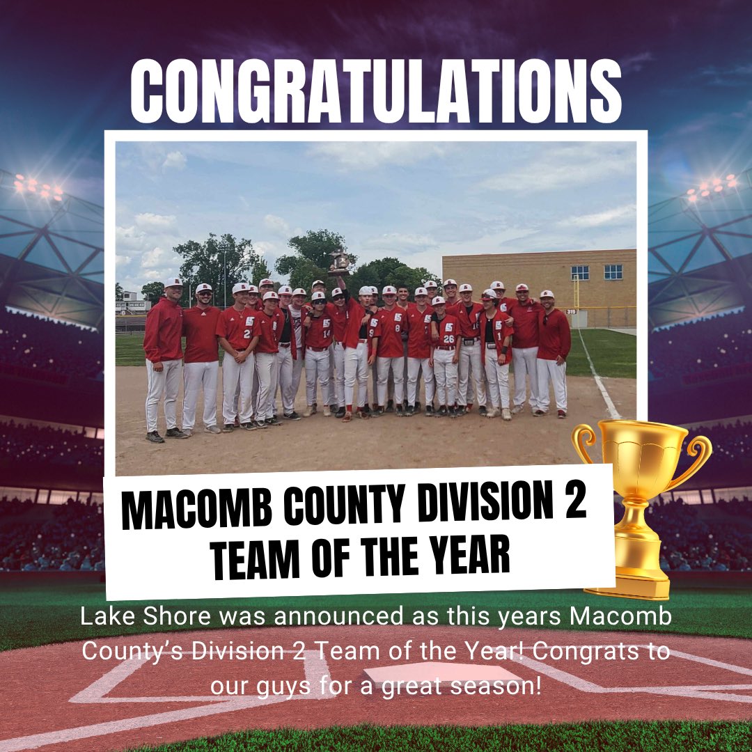 Macomb County Division 2 Team of the Year 🏆⚾

Honored to be named Macomb County Division 2 Team of the Year. A true reflection of the hard work, heart, and dedication this group brought every single day.

Thank you to everyone who believed in us and supported the journey.